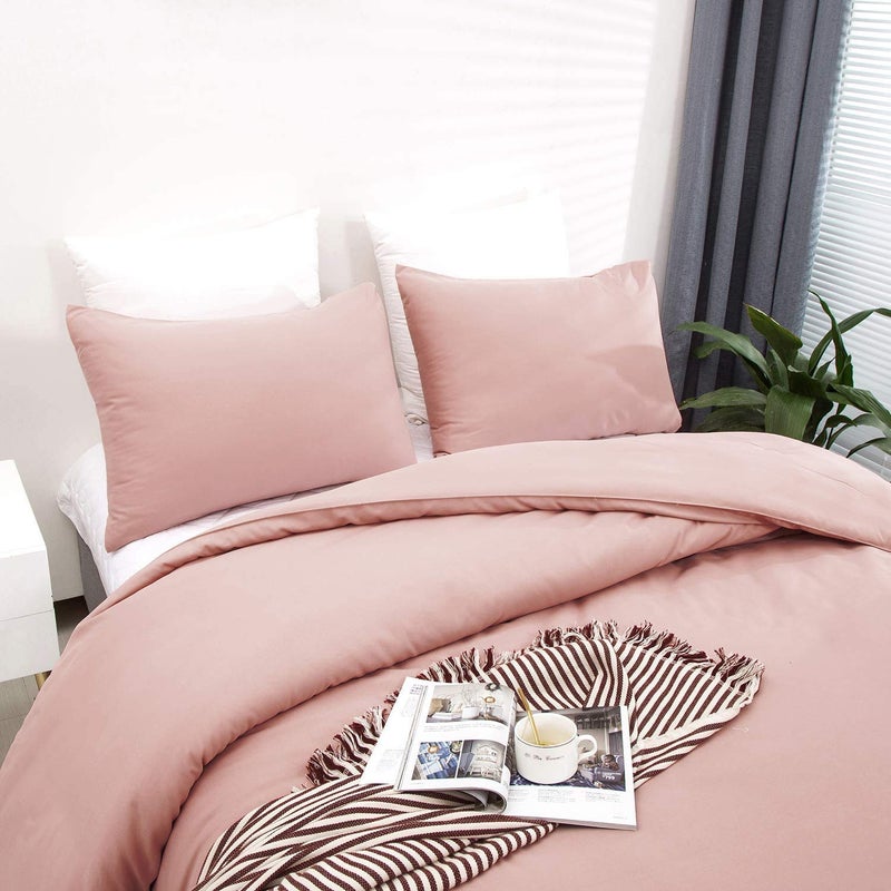 Houseri Blush Pink Bedding Set - King Size Comforter, Blanket & Dusty Pink Bedding - Image 5